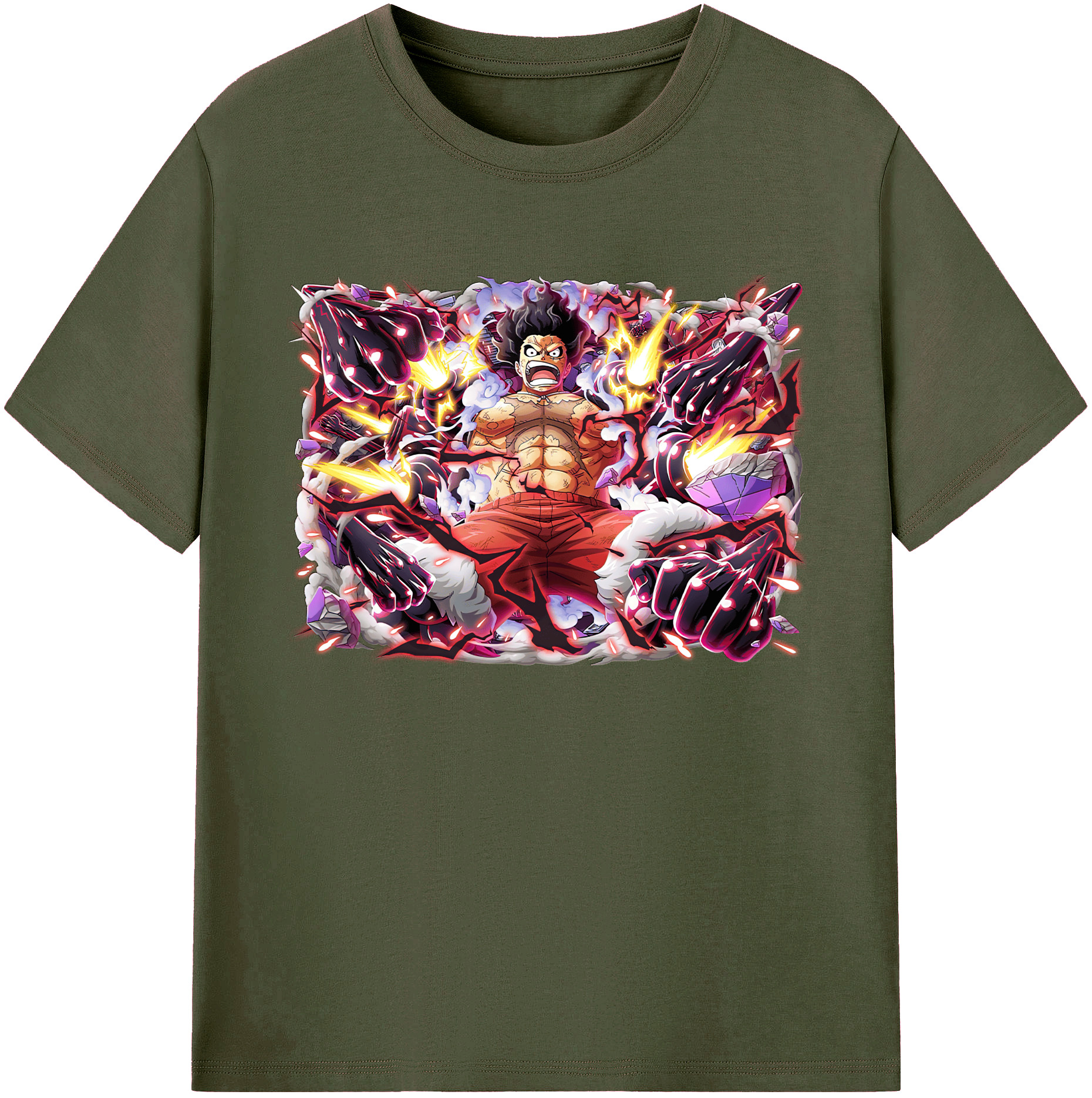 ワンピース モンキー・D・ルフィ ONE PIECE Monkey D. Luffy 綿100％ メンズ半袖Tシャツ｜肌触りやわらか＆通気性